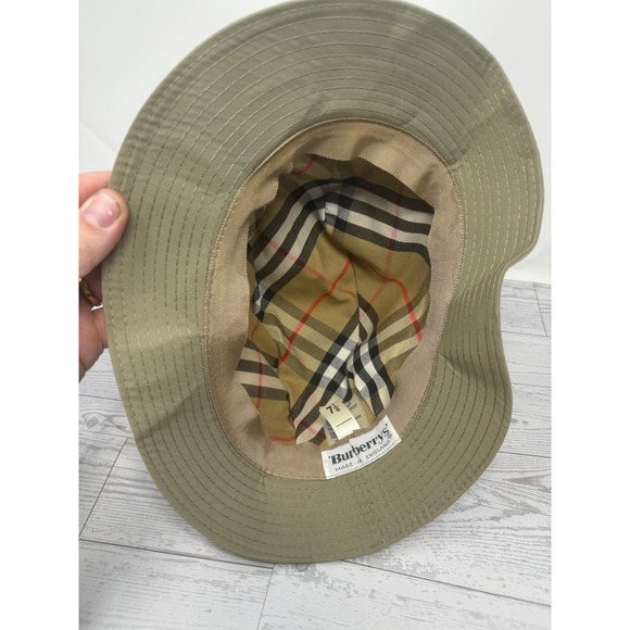 Burberrys Bucket Hat Beige Nova Check Lined Made in England Size 7 1/8 - Picture 4 of 6